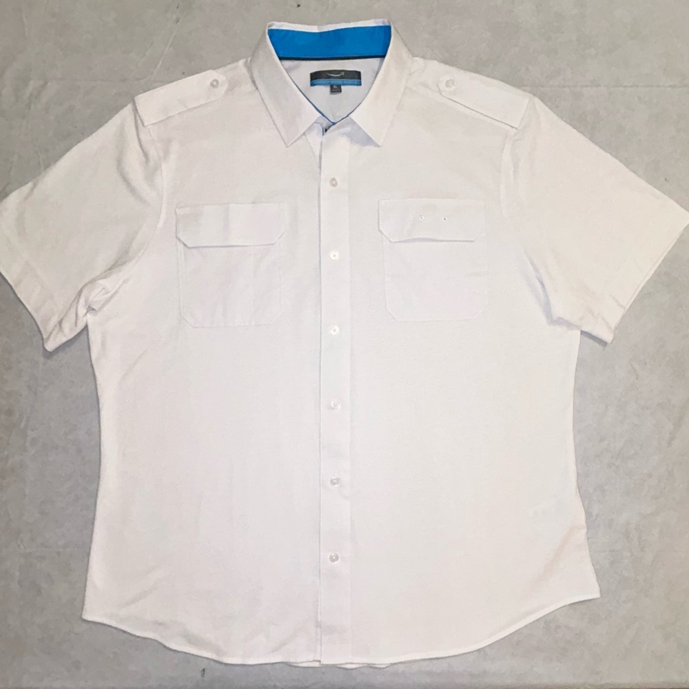 Amazon White Button Up Pilot Delivery Employee Uniform Epaulets Mens XL